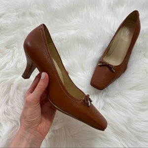 🔥Easy Spirit Comfort Light Brown Square Toe Heels